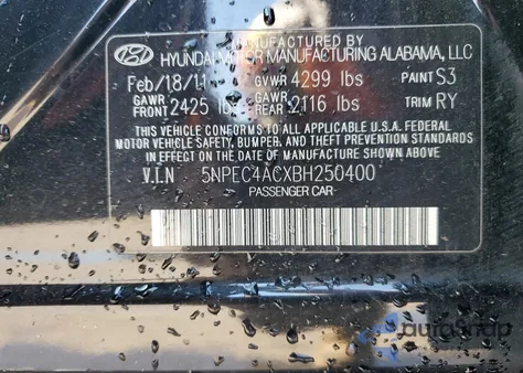 2011 Hyundai Sonata Se from USA, damaged, VIN 5NPEC4ACXBH250400